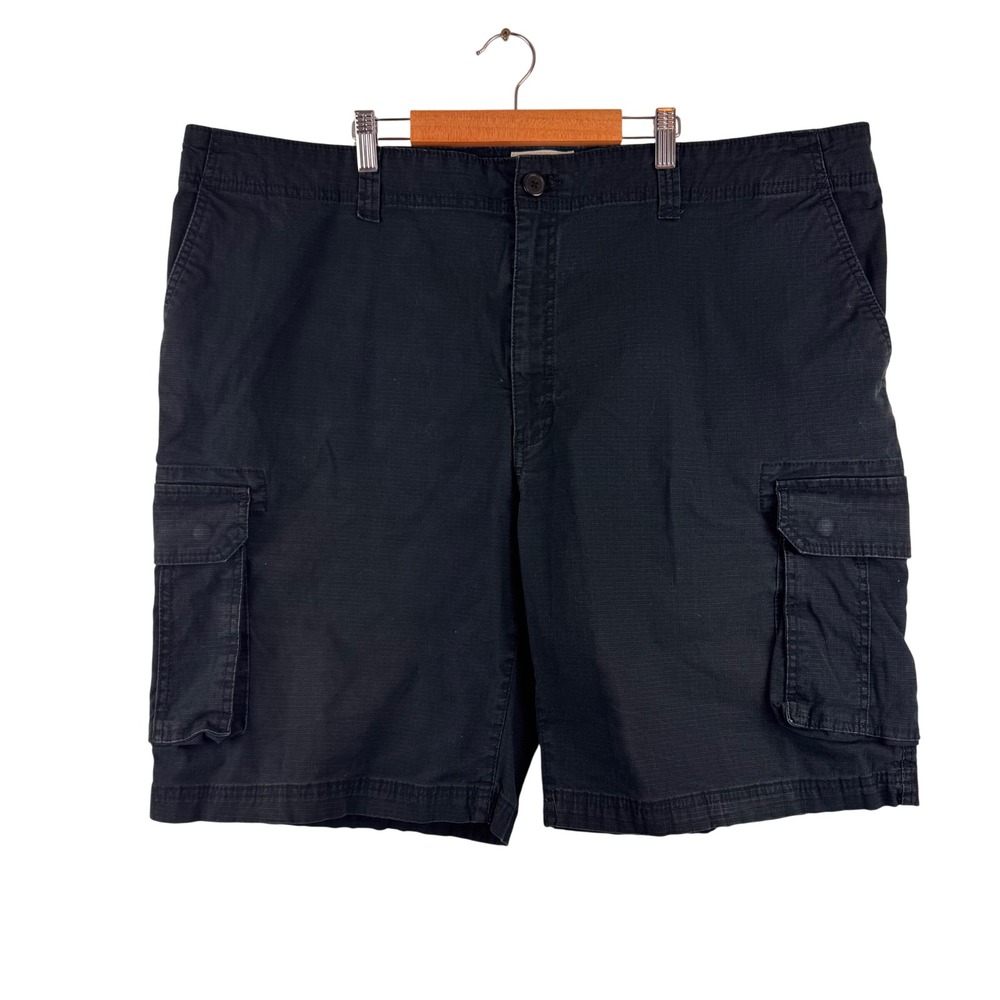 True Nation Cargo‎ Shorts Mens 46 Black Ripstop Stretch Utility Pockets Casual